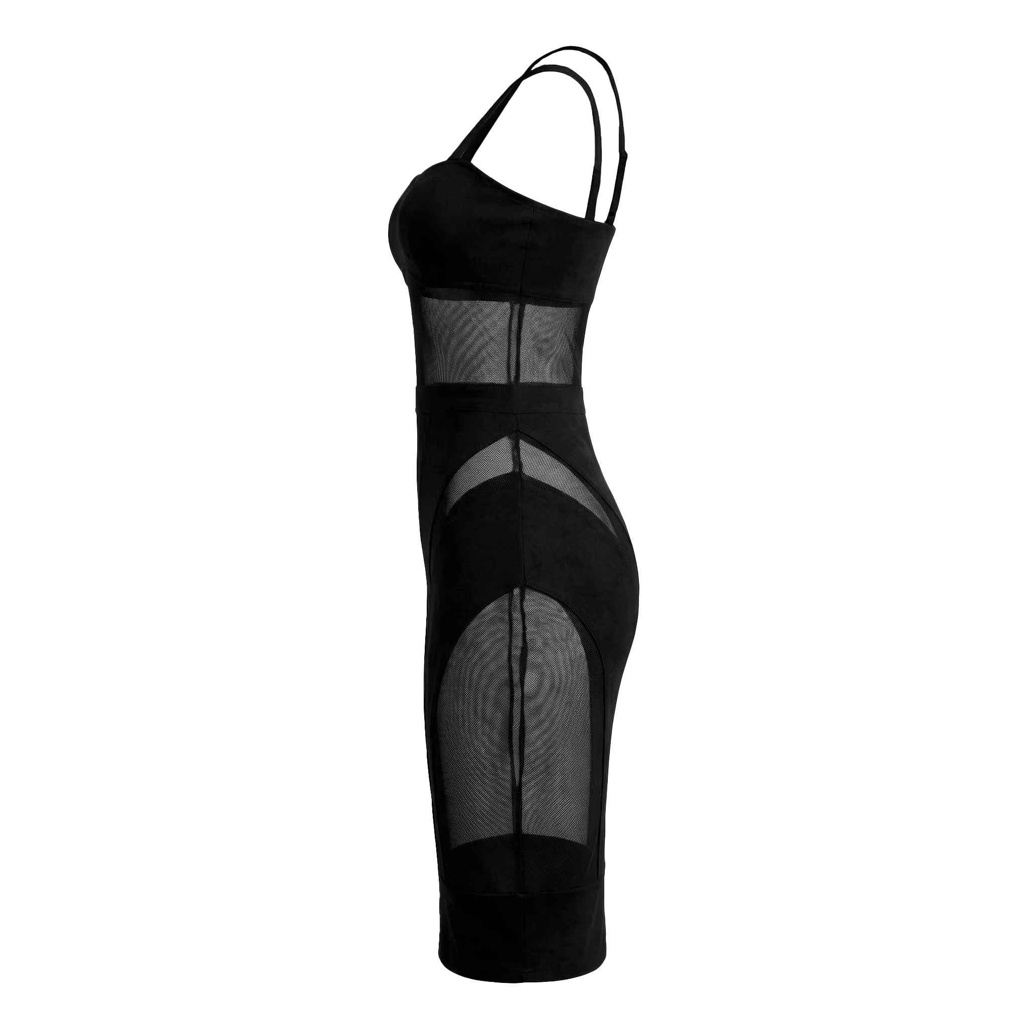 Noir Veil Mesh Midi Dress/2 Piece