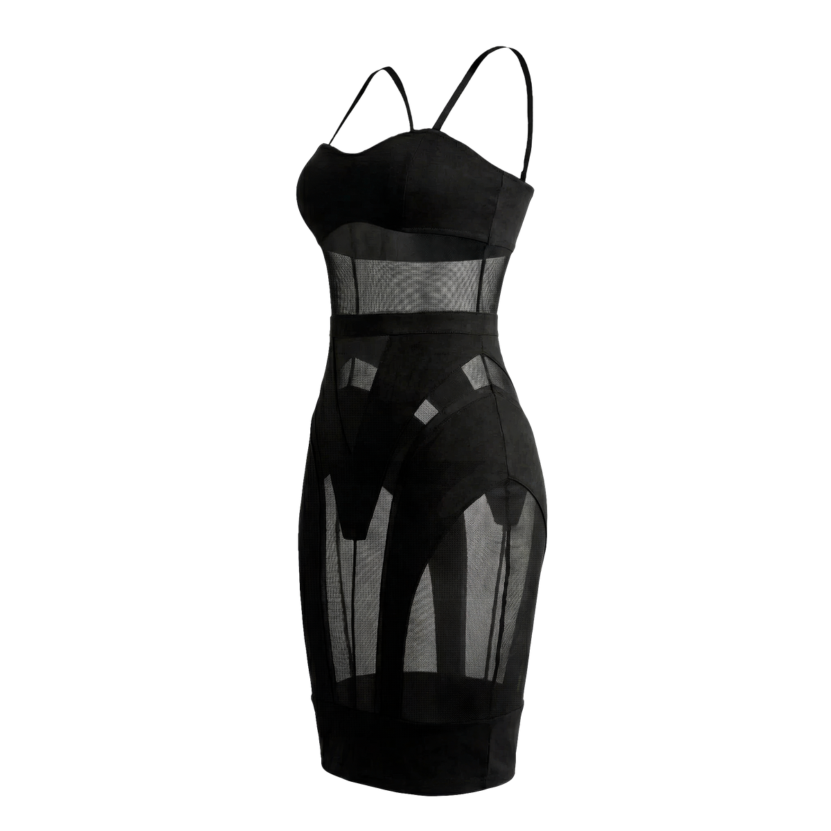 Noir Veil Mesh Midi Dress/2 Piece PANIC WORLD Noir Veil Mesh Midi Dress/2 Piece PANIC WORLD