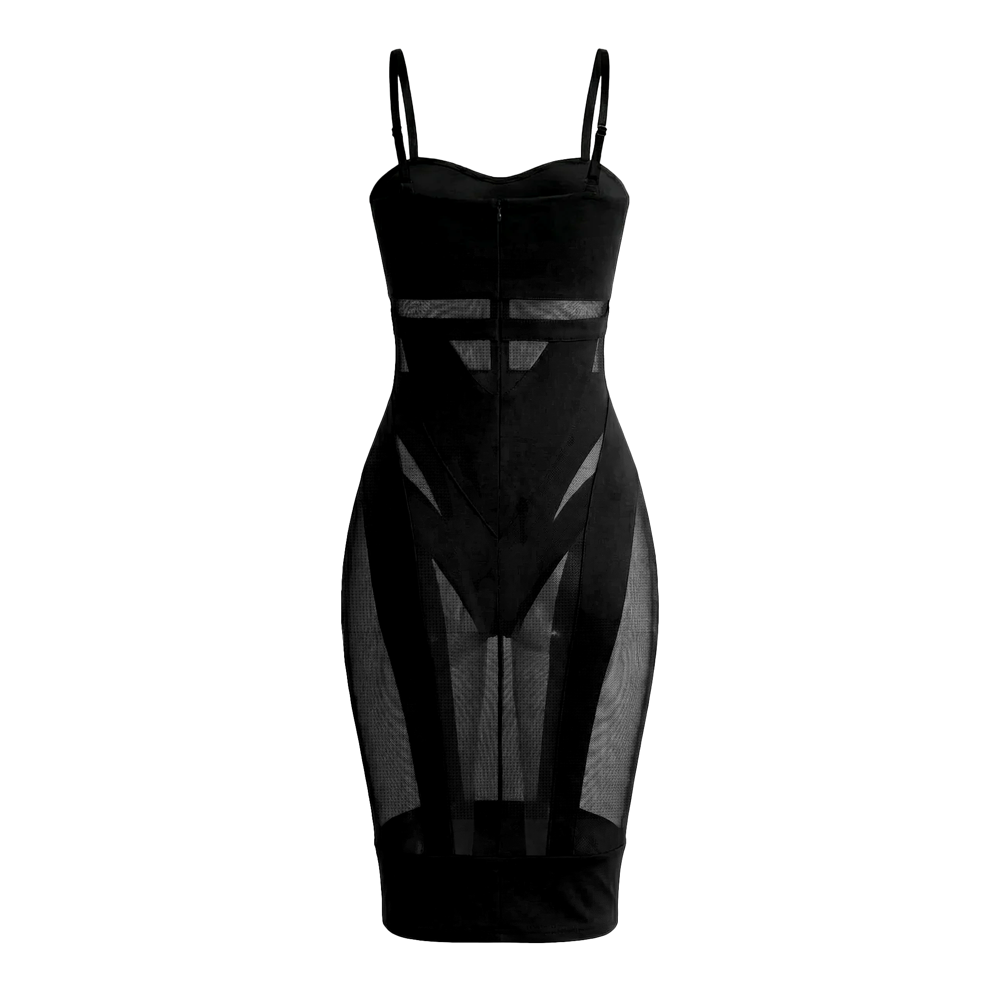 Noir Veil Mesh Midi Dress/2 Piece