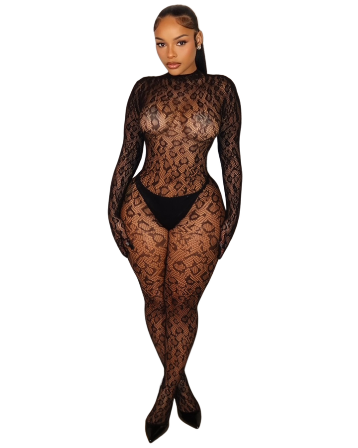 Obsidian Leopard Lace Catsuit