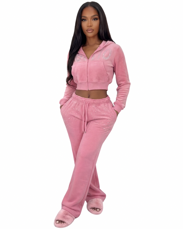 Bubble Gum 2-Piece Zip-Up Sweatsuits